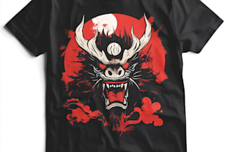 do  japanese art illustration for t shirt,
