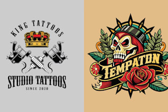 do custom skull tattoo logo with vector design