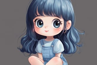 draw cute couple colorful chibi art