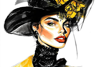 draw fashion illustration, sketch, portrait