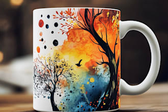 create typography coffee mug design custom typography