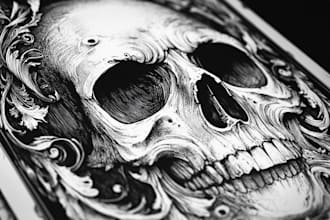 draw a detailed dark art illustration with engraving style