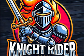 do make knight rider mascot logo design with unlimited review
