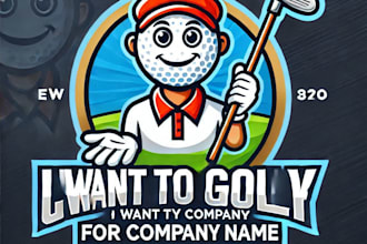 do awesome golf mascot logo design with 1 day delivery