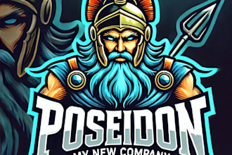 do make poseidon e sport mascot logo design with 1 day delivery