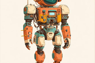 custom futuristic mecha robot character illustration art