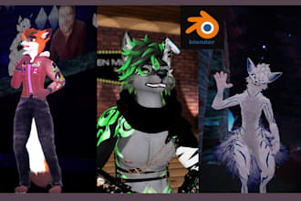custom and edit 3d vrchat furry anime avatar model, vr character, with blender