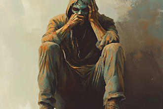 create a fantasy horror character art with amazing quality