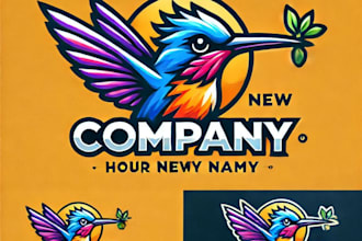 do wonderful humming bird logo mascot design with company