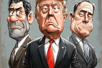 make a political caricature and cartoon art