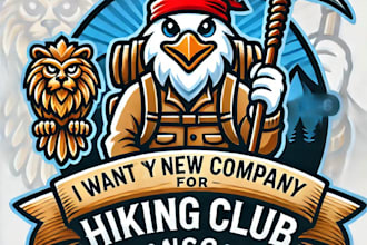 do wonderful hiking club mascot logo design with unlimited review