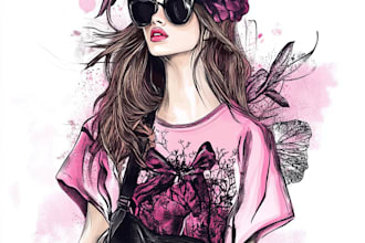 draw a detailed fashion illustration