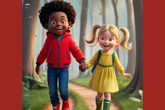 design children book illustrations story books and covers, connect the dot