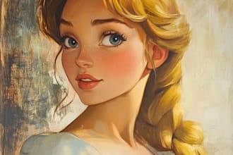draw cartoon pet portrait, family portrait in disney style