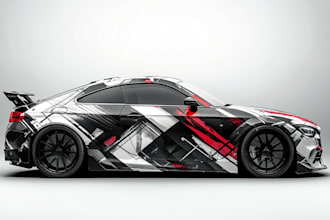 do itasha car wrap design, racing car wrap, car wrap design