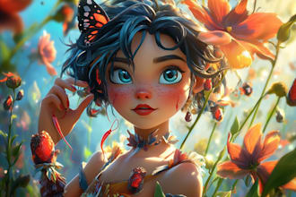 do a disney style cartoon character and anything