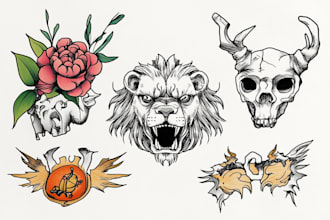design traditional line art minimalist tattoo flash for you