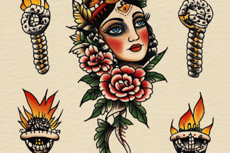 custom american traditional tattoo design old school style