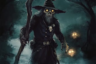 draw a best dark fantasy horror character art
