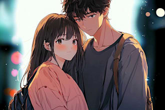 draw chibi couple illustration anime character art