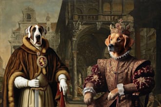 do a custom pet portrait, dog portrait, cat portrait