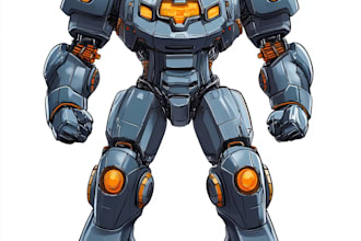 custom futuristic mecha robot character illustration art