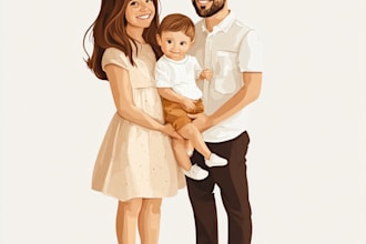 draw portrait, couple or family portrait in anime style