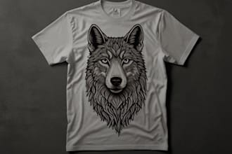 create animal linocut tshirt design for brands