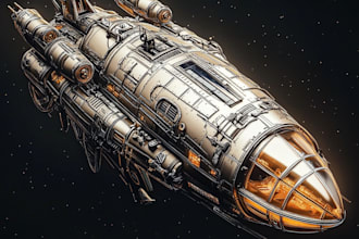 design spaceship, sci fi illustration and sci fi art