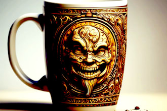make a coffee mug design custom typography for you