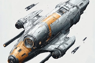 design a spaceship, sci fi illustration and sci fi art