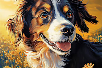 draw realistic watercolor portrait of your animal pet  dog