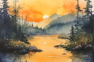 paint original watercolor landscape painting