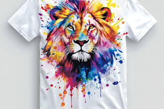 create watercolor splash animal tshirt design