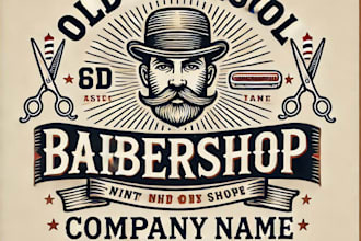 do wonderful old school barbershop vintage logo design with unlimited review