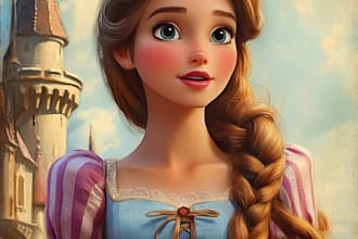 draw you a beautiful portrait in disney cartoon