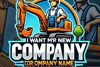 do make excavator mascot logo design with business page