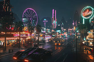 do futuristic cyberpunk city and sci fi concept art