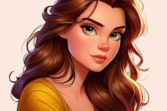 draw a portrait in semi realism disney cartoon style