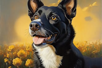 draw a pet portrait illustration