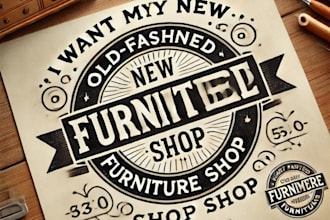 do wonderful old fashioned furniture shop vintage logo design