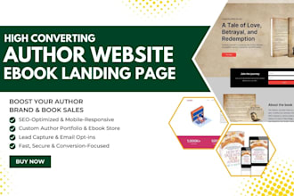 high converting book author website or ebook landing page, portfolio website