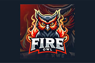 design amazing fire owl mascot logo within two days