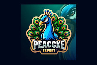 make unique peacock mascot logo with creative concepts