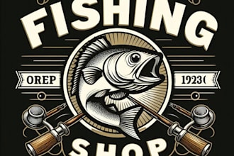 do make fishing shop vintage logo design with business