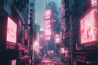 do a cyberpunk futuristic city