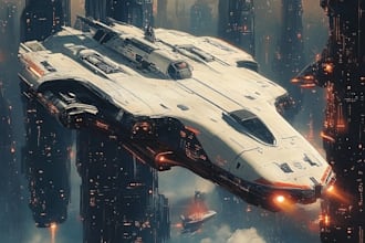 do a spaceship illustration, sci fi art