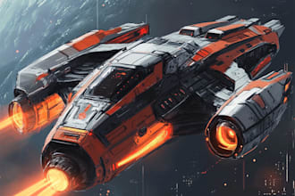 sci fi art, spaceship and illustration
