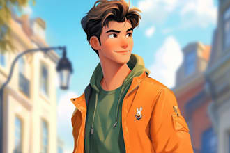 draw a professional disney style cartoon character