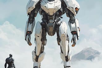 custom futuristic mecha robot character art